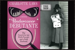 Actual shot of Charlotte as a detective in her late 20s plus her book