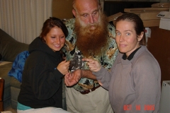Charlotte Laws on the night of the pigeon rescue